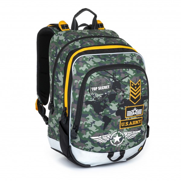 Plecak szkolny ALFA 8 D GRAY/GREEN/BROWN