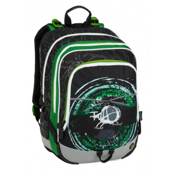 Plecak szkolny  ALFA 9 D BLACK/GREEN/GRAY